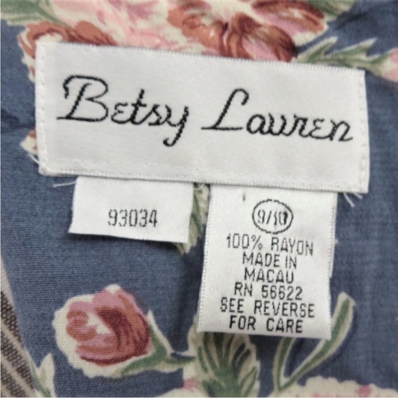 Rare Vintage Y2K Betsey Lauren Floral Cottage Victorian Midi Lace Collar Dress - Picture 8 of 8